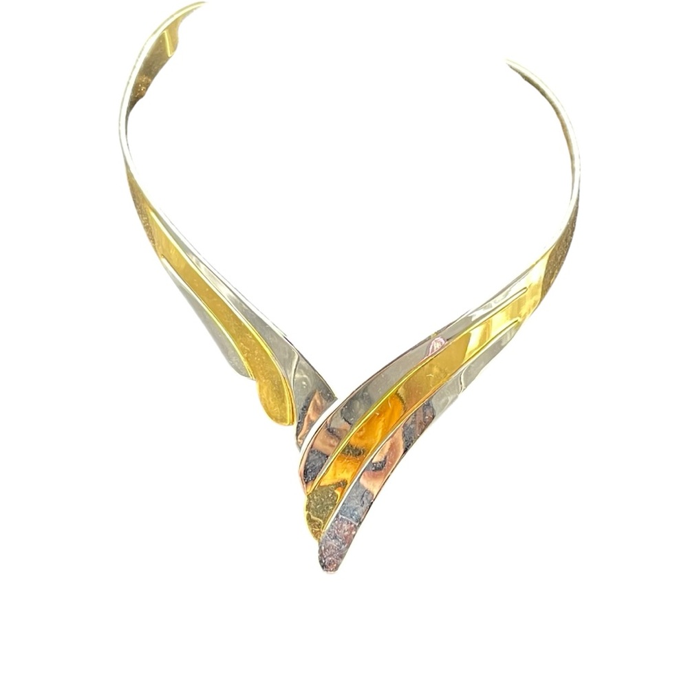 Elegant Gold and Silver Women's choker Necklace Mixed Metal